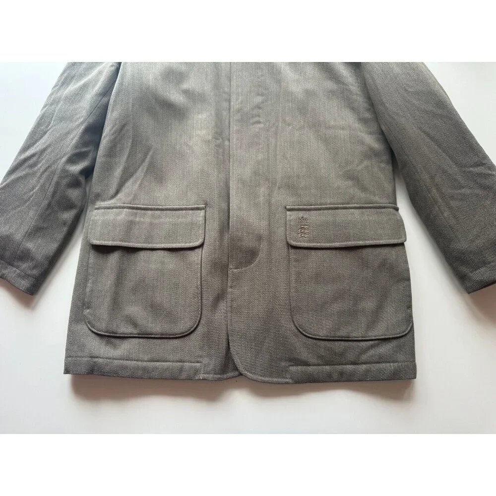 Men's KENT & CURWEN Loro Pia Green Wool Quilted Barn Coat Jacket, Size M - Picture 6 of 16